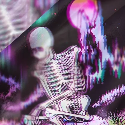 Soulisfree ACID FOREST SKELETON Cowl Neck Satin Mini Dress