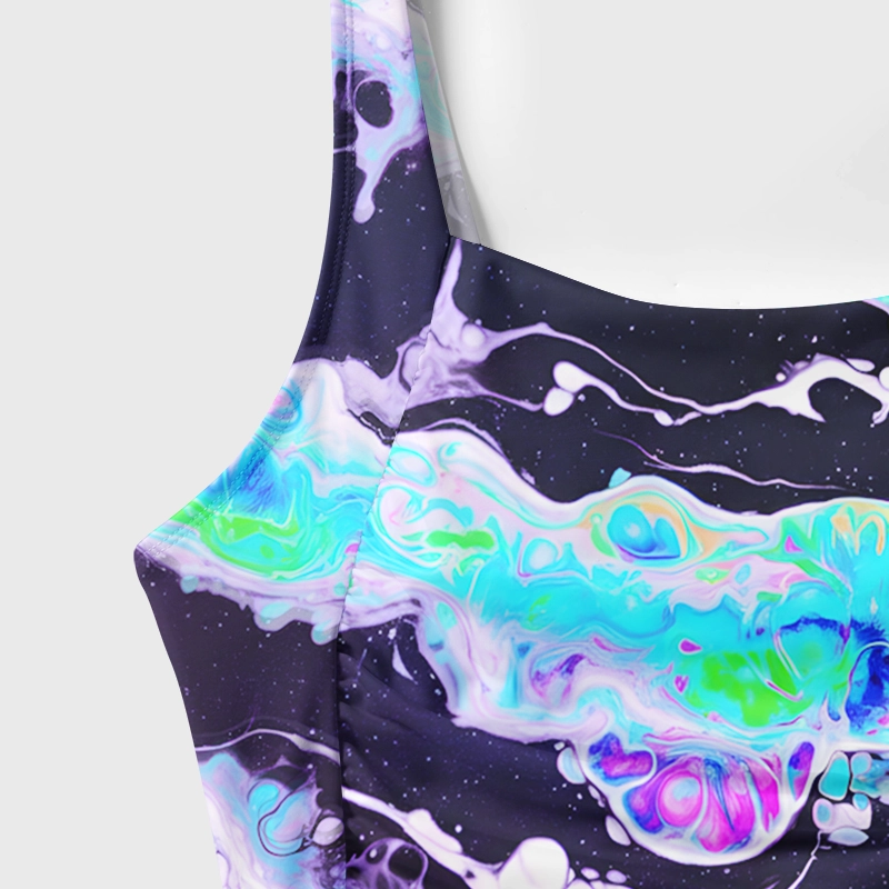Soulisfree Cosmic Fluid Swirl Galaxy One‑Piece Swimsuit
