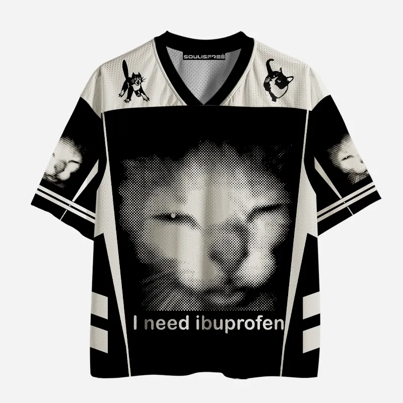 Soulisfree Tired Cat Humor Mesh Jersey