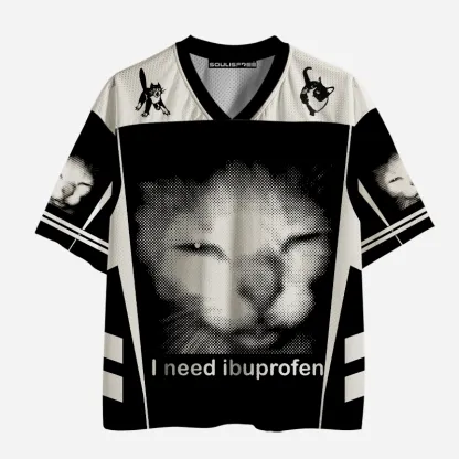 Soulisfree Tired Cat Humor Mesh Jersey