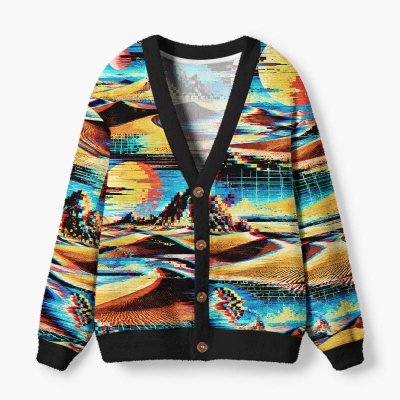 Soulisfree Beyond The Virtual Sunset Fuzzy Cardigan Sweater
