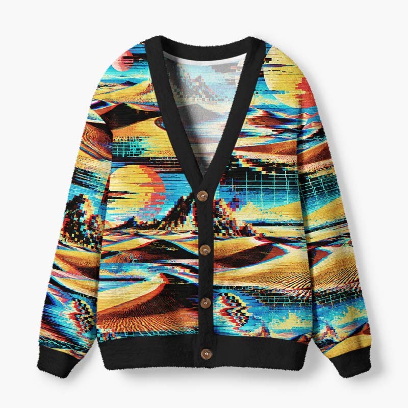 Soulisfree Beyond The Virtual Sunset Fuzzy Cardigan Sweater