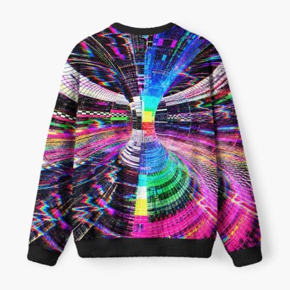 Soulisfree Distorted Digital Dimension Fuzzy Crewneck Sweater