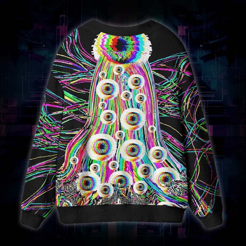 Soulisfree Psychedelic Vision Fuzzy Cardigan Sweater