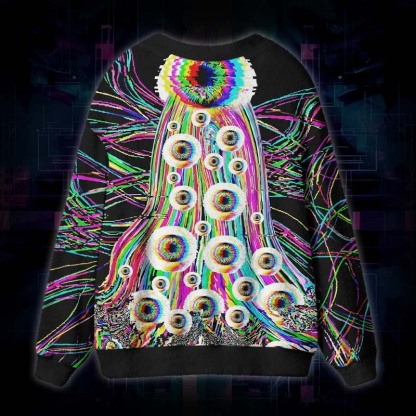 Soulisfree Psychedelic Vision Fuzzy Cardigan Sweater