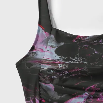 Soulisfree Neon Ink in Water Galaxy One‑Piece Swimsuit