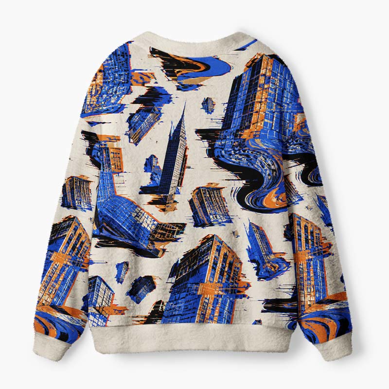 Soulisfree Fragments Of A Digital City Fuzzy Cardigan Sweater