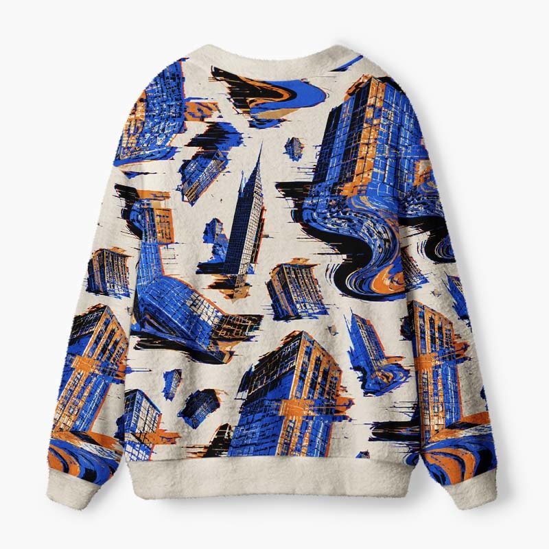Soulisfree Fragments Of A Digital City Fuzzy Cardigan Sweater