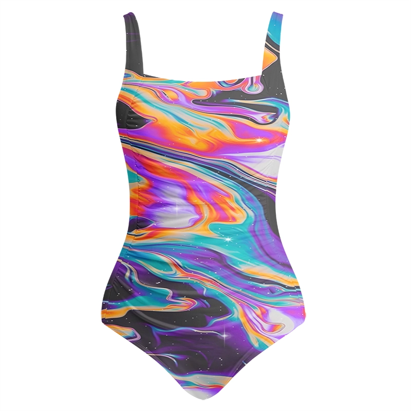 Soulisfree Neon Galaxy Swirl Galaxy One‑Piece Swimsuit