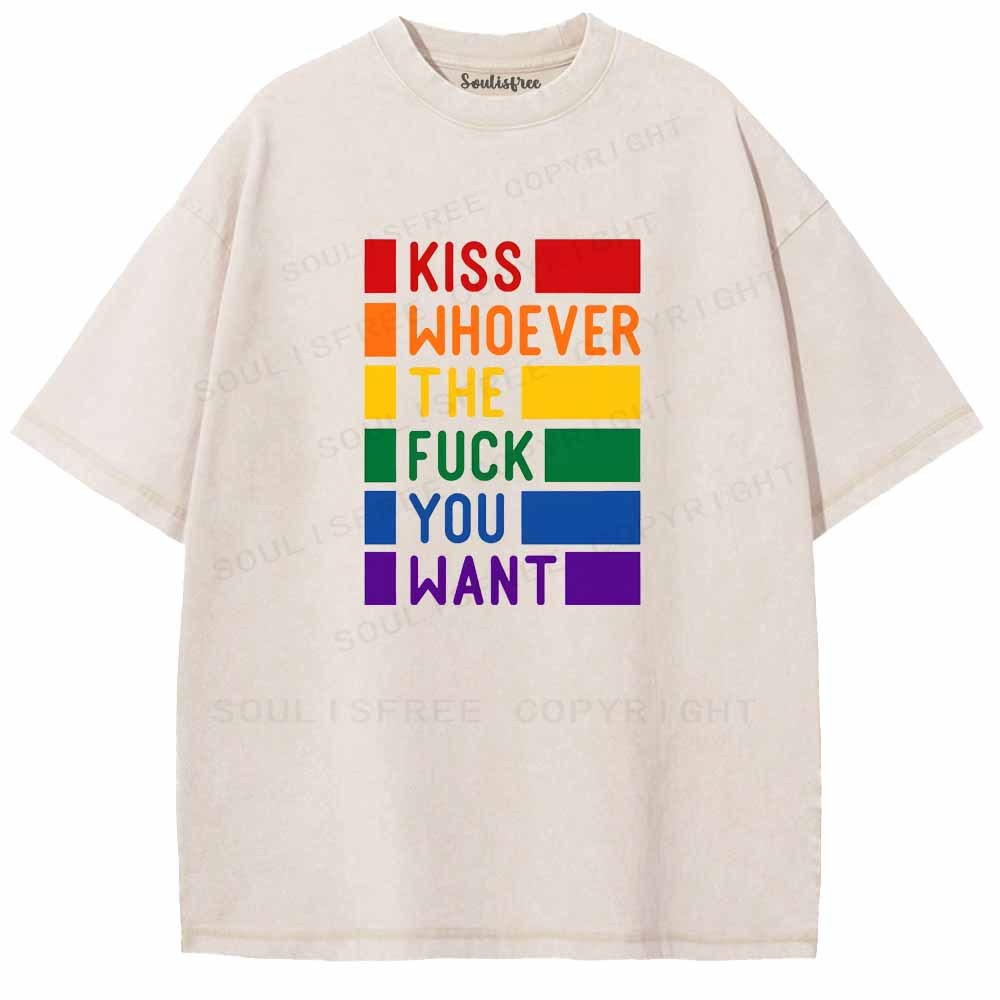 Soulisfree Kiss Whoever The Fuck You Want Washed Tee