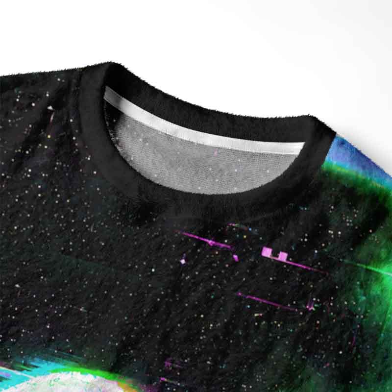 Soulisfree Cyber Glitch Coffee Ghost Fuzzy Crewneck Sweater