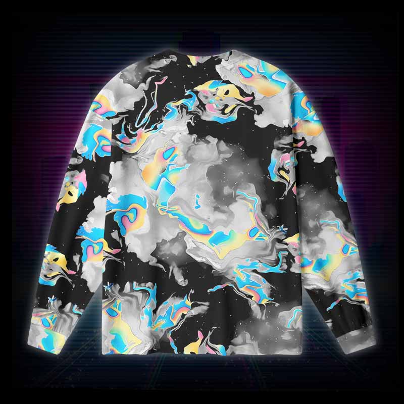 Soulisfree Cyber Iridescent Fluid Long Sleeve Cotton Tee