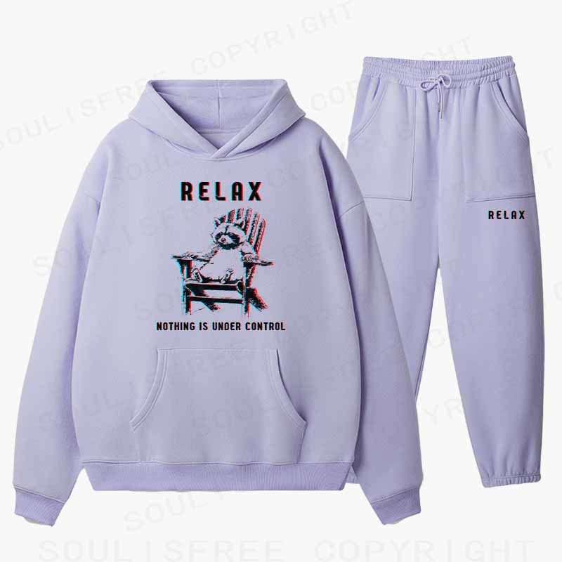 Soulisfree RELAX ,NOTHING IS UNDER CONTROL Cotton Fleece Hoodie Set