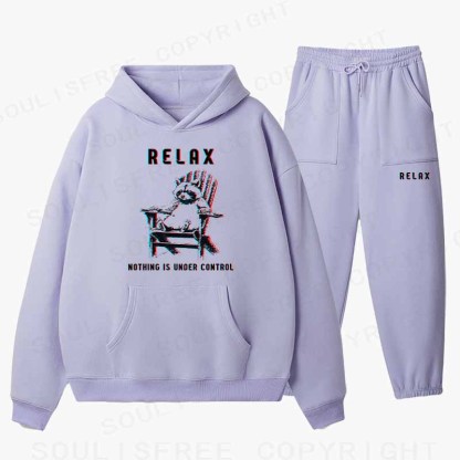 Soulisfree RELAX ,NOTHING IS UNDER CONTROL Cotton Fleece Hoodie Set