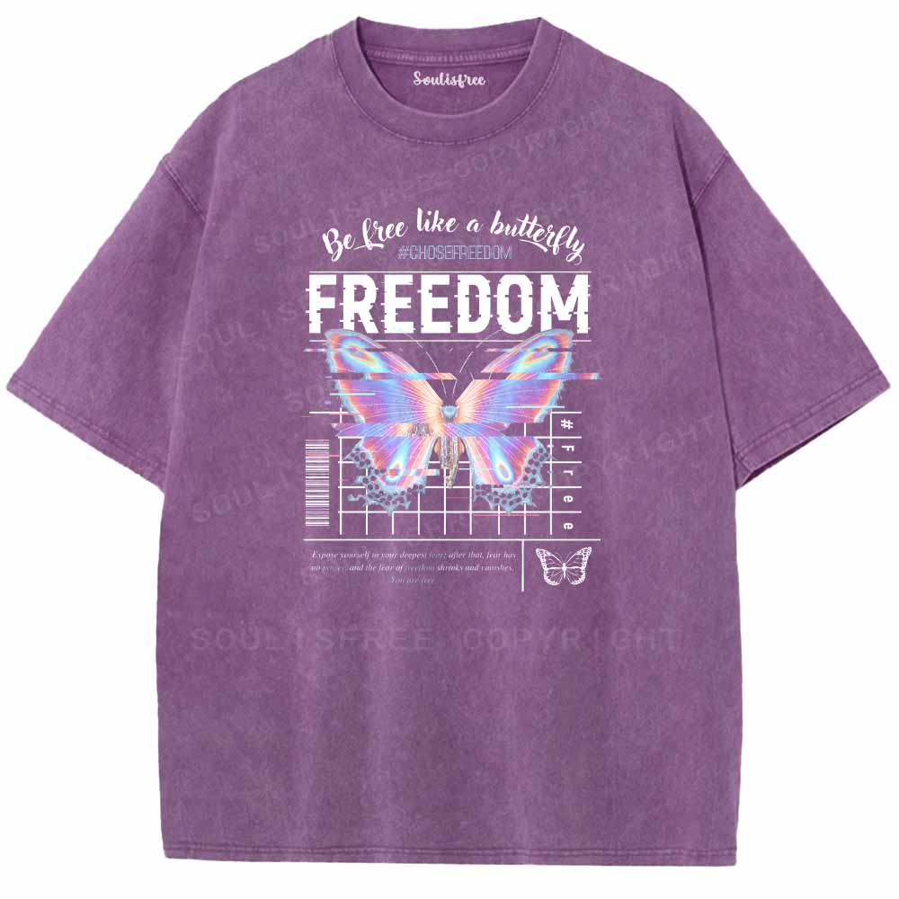 Soulisfree  Be Free Like A Butteifly Washed Tee