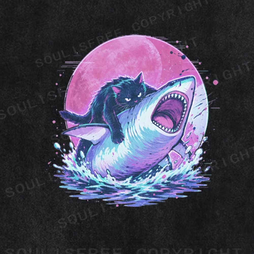 Soulisfree Fat Cat Vs Shark Washed Tee