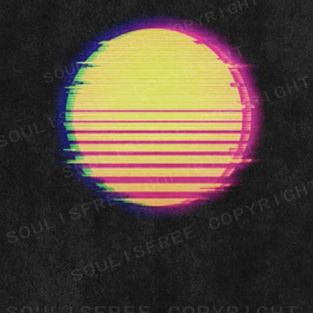 Soulisfree Vaporwave Palm Tree Sunset 90s Washed Tee