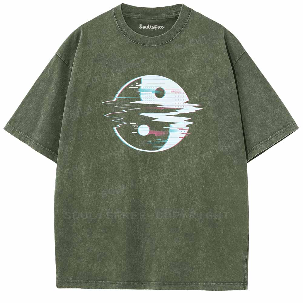 Soulisfree Glitch Yin Yang symbol Washed Tee