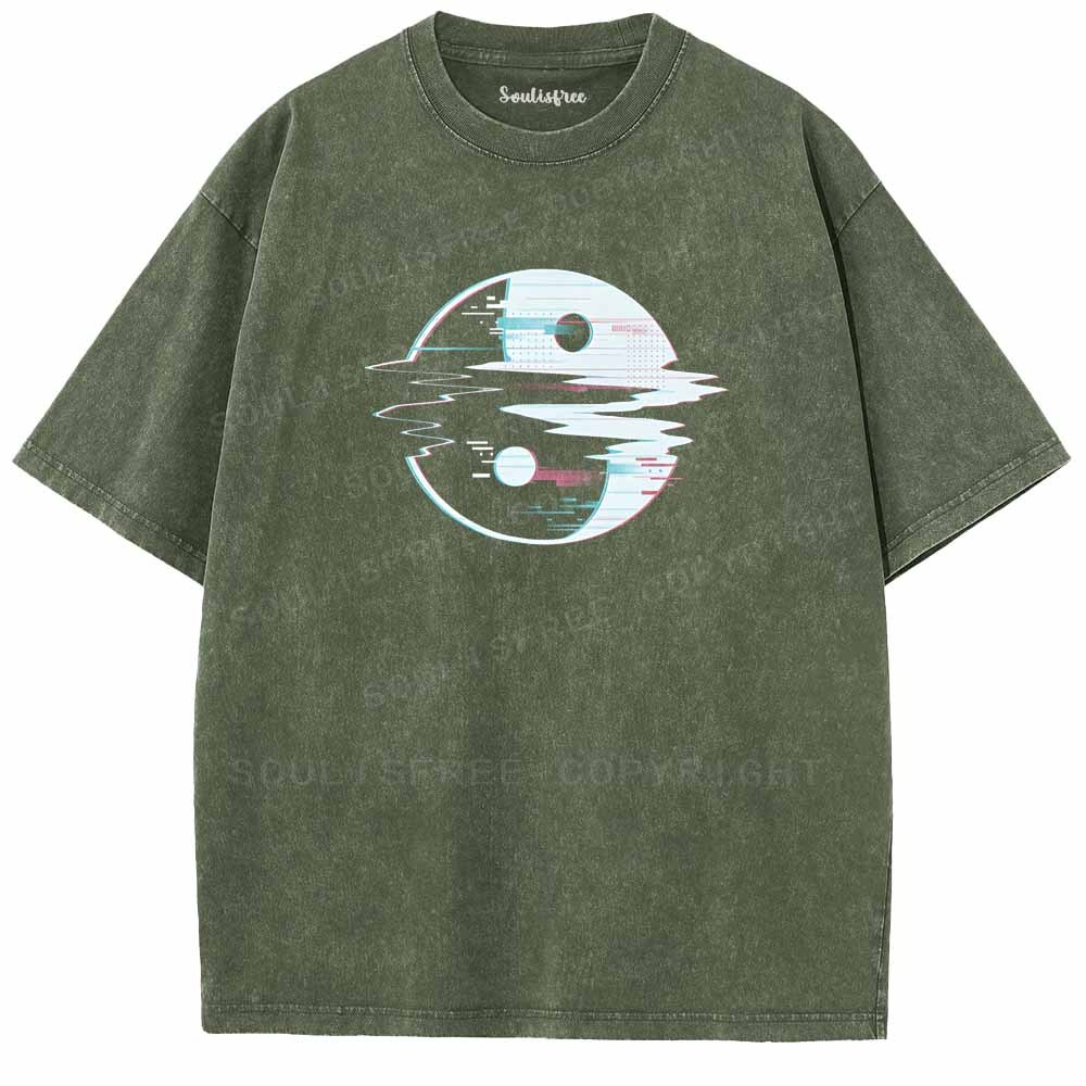 Soulisfree Glitch Yin Yang symbol Washed Tee