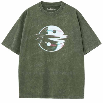 Soulisfree Glitch Yin Yang symbol Washed Tee