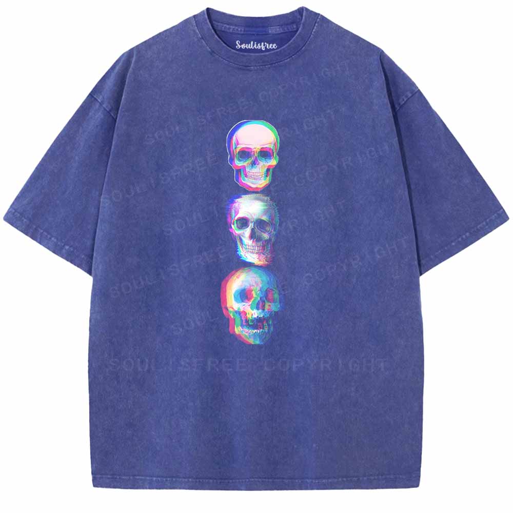 Soulisfree Triple Glitch Skulls Washed Tee