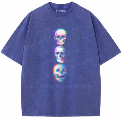 Soulisfree Triple Glitch Skulls Washed Tee