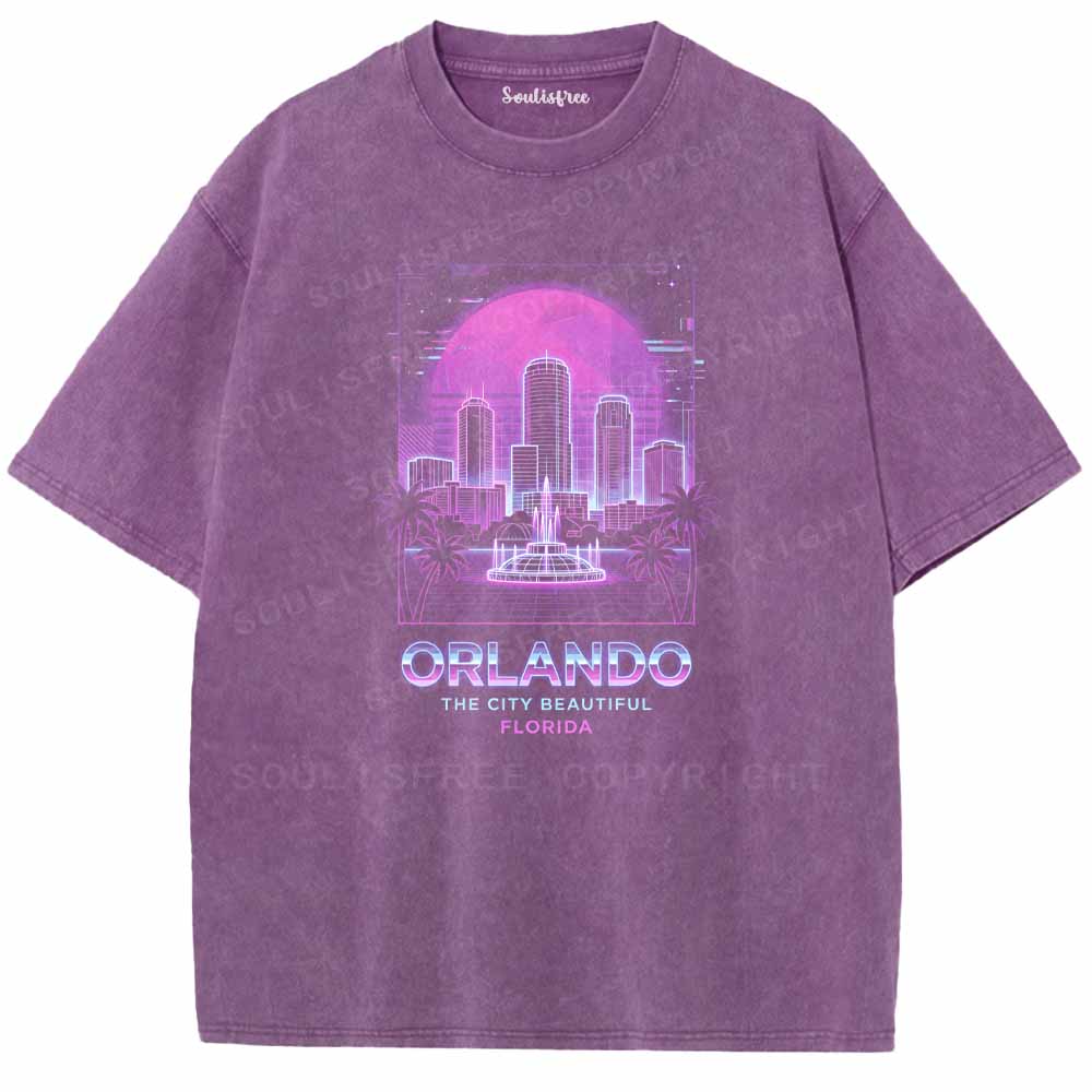 Soulisfree Neon Glow Of Orlando Florida Washed Tee
