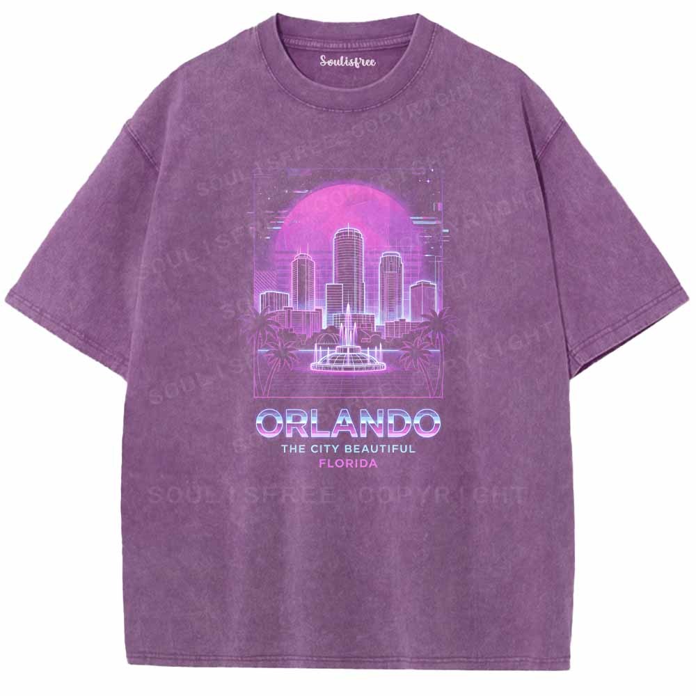Soulisfree Neon Glow Of Orlando Florida Washed Tee