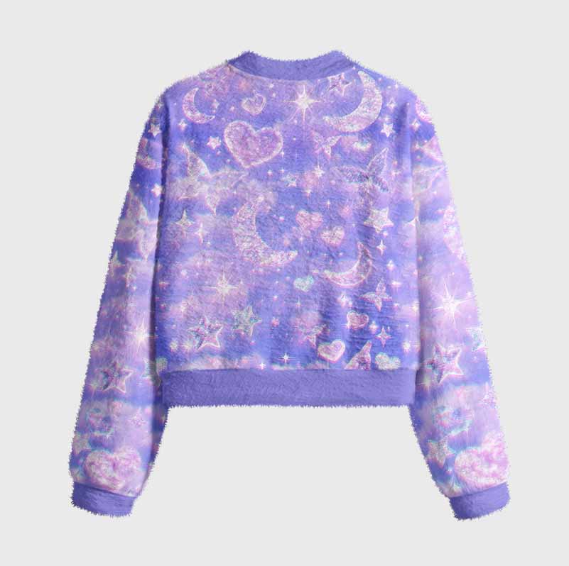 Soulisfree Cosmic Love  Women's Fuzzy Crewneck Sweater