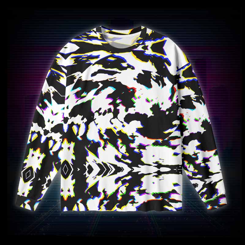 Soulisfree RGB Glitch Camo  Long Sleeve Cotton Tee