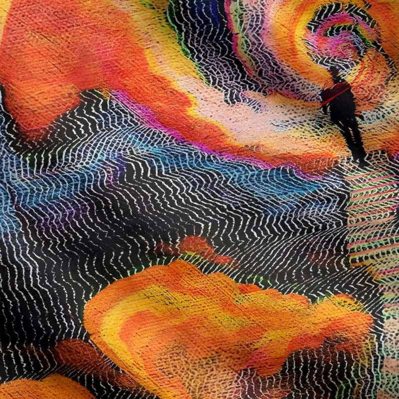 Soulisfree Chromatic Wave Abstraction  Women's Fuzzy Cardigan Sweater