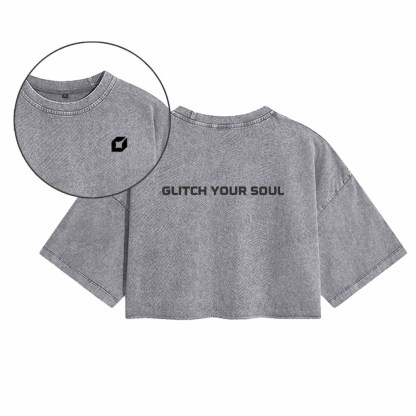 Soulisfree Glitch your soul  Washed Crop Tee