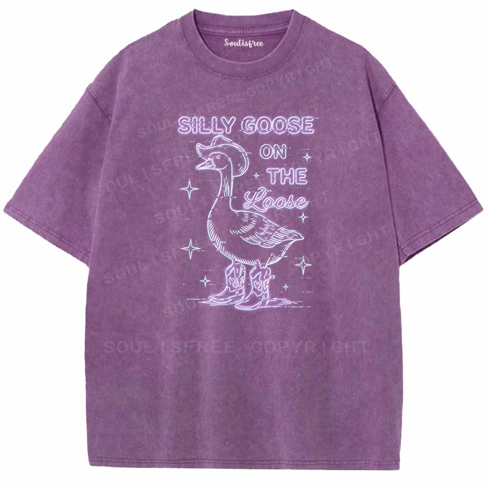 Soulisfree SILLY GOOSE ON THE LOOSE Washed Tee