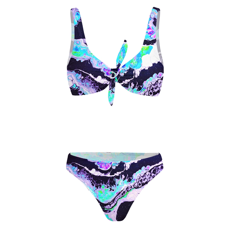 Soulisfree Cosmic Fluid Swirl Glitch Bow Bikini