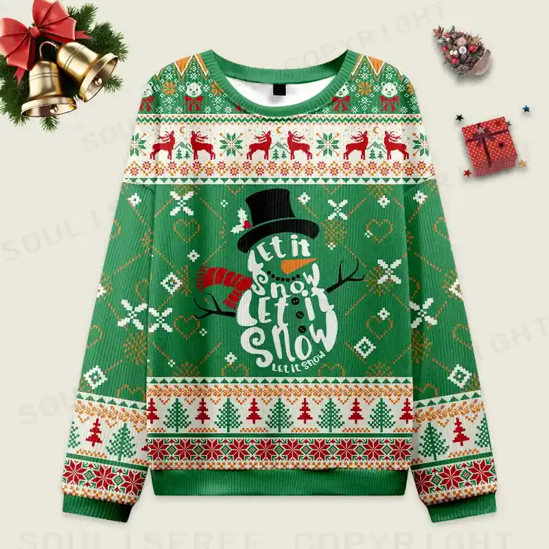 Let It Snow Somewhere Else Ugly Christmas Knit Sweatshirt