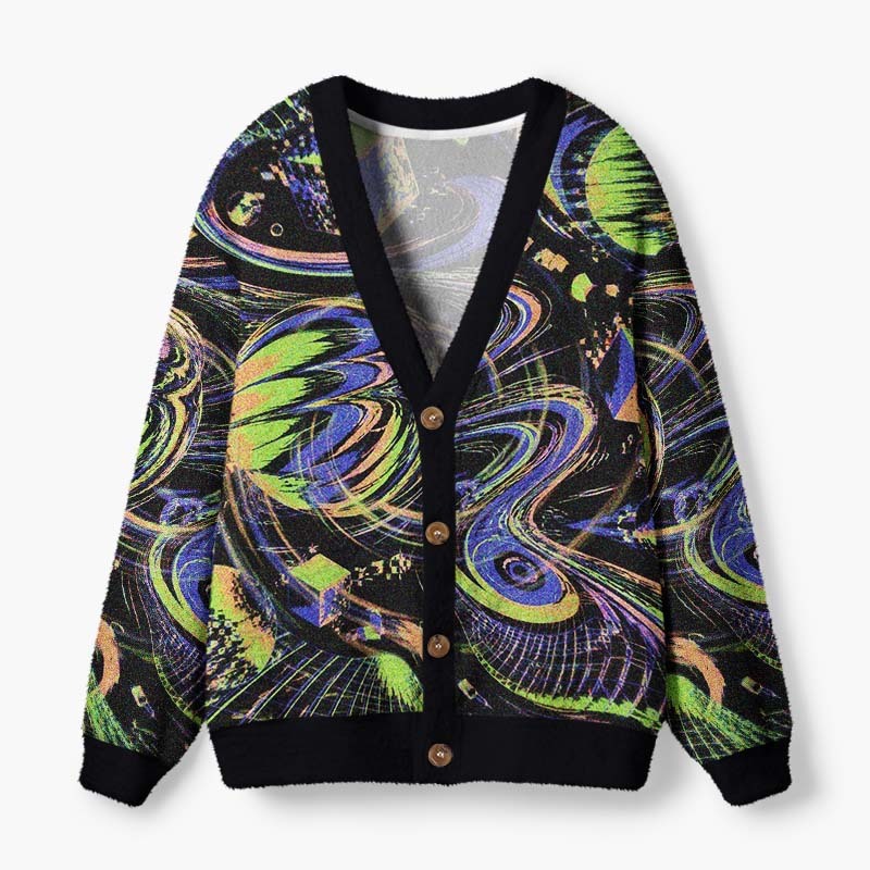 Soulisfree Beyond The Cosmic Loop Fuzzy Cardigan Sweater