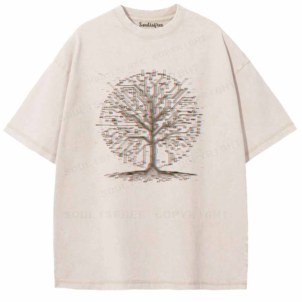 Soulisfree  Digital Life Tree Washed Tee