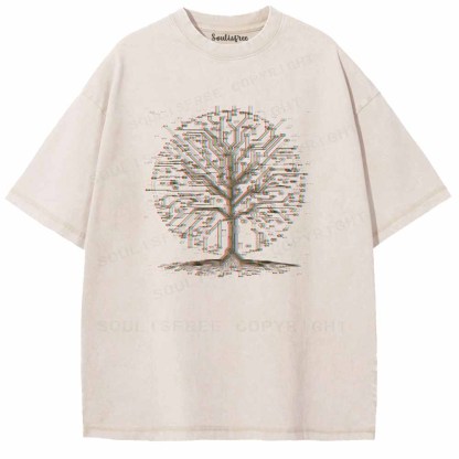 Soulisfree  Digital Life Tree Washed Tee
