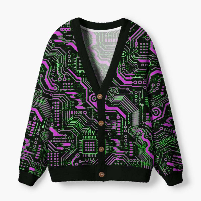 Soulisfree The Code Of Consciousness Fuzzy Cardigan Sweater