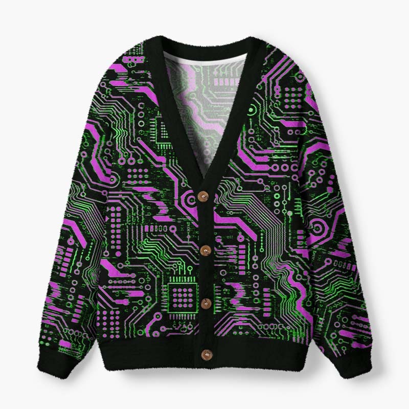 Soulisfree The Code Of Consciousness Fuzzy Cardigan Sweater