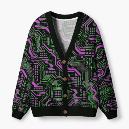 Soulisfree The Code Of Consciousness Fuzzy Cardigan Sweater