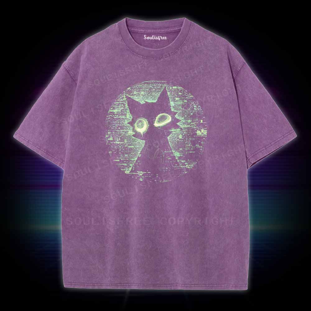 Soulisfree Glowing Matrix Cat Washed Tee