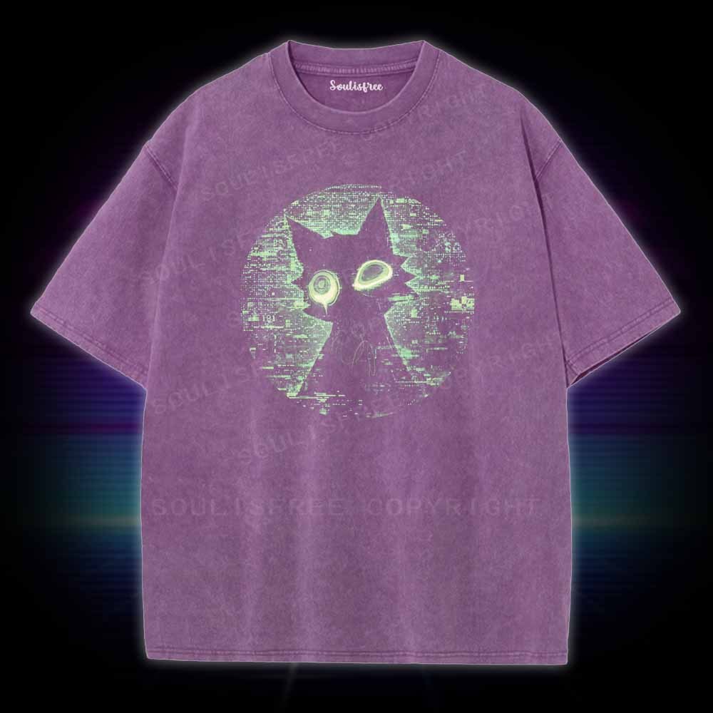 Soulisfree Glowing Matrix Cat Washed Tee