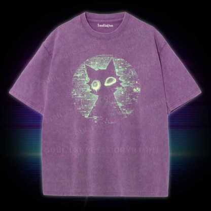 Soulisfree Glowing Matrix Cat Washed Tee