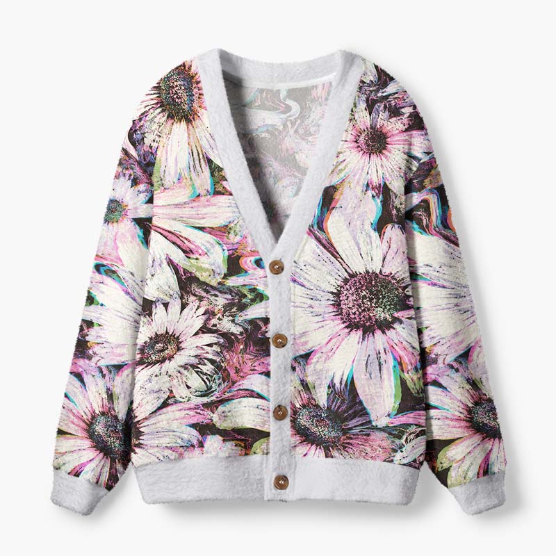 Soulisfree Bloom Through The Chaos Fuzzy Cardigan Sweater