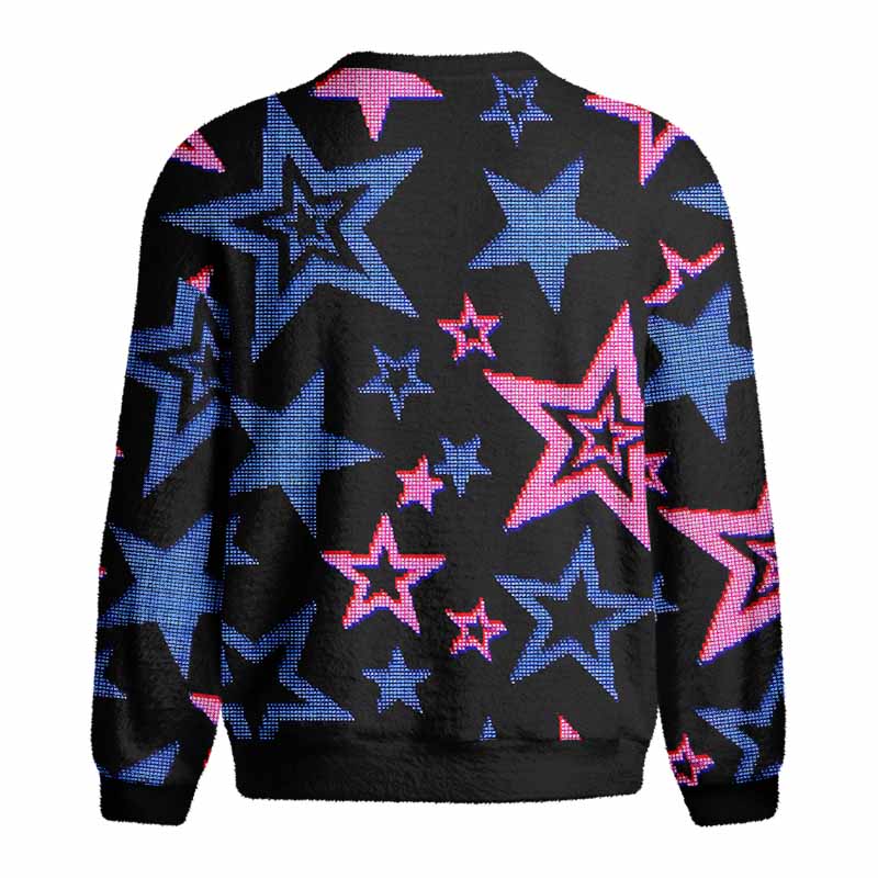 Soulisfree Glow-In-The-Dark Stars Fuzzy Crewneck Sweater