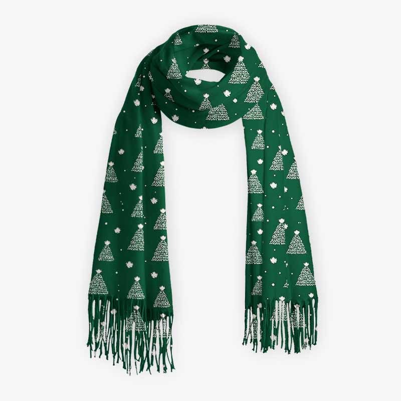 Soulisfree The Spirit Of Evergreen Christmas Fuzzy Fringed Scarf