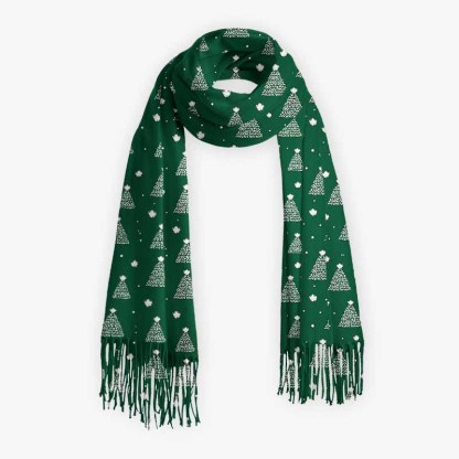 Soulisfree The Spirit Of Evergreen Christmas Fuzzy Fringed Scarf