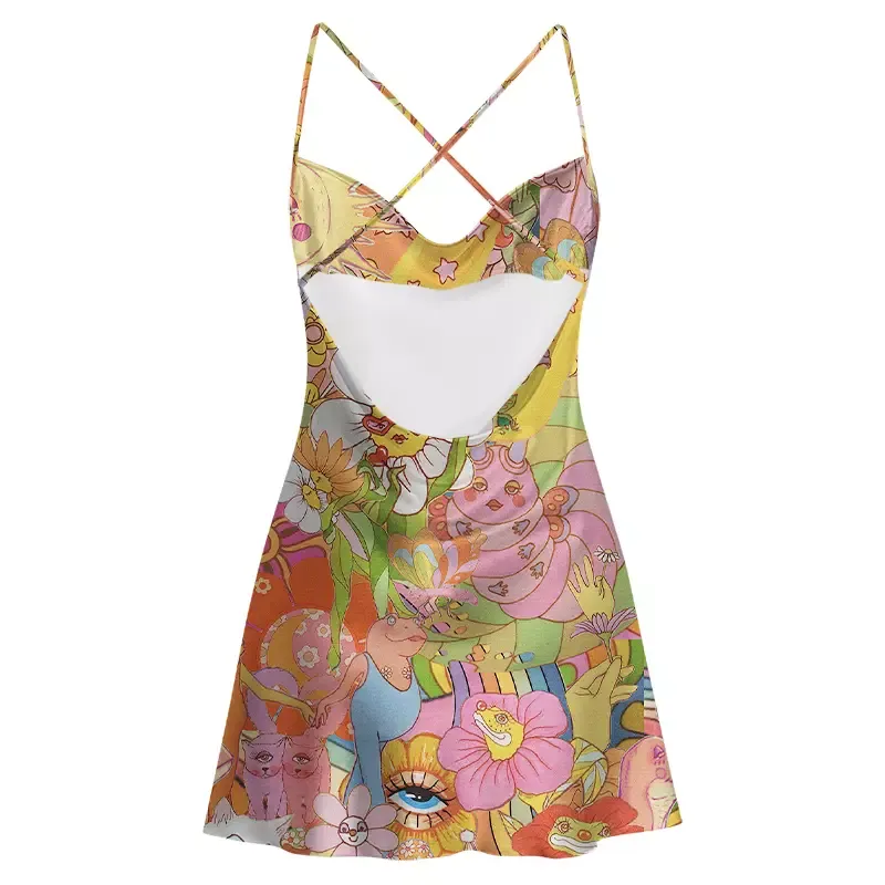 Soulisfree Garden of Joy Satin Mini Dress