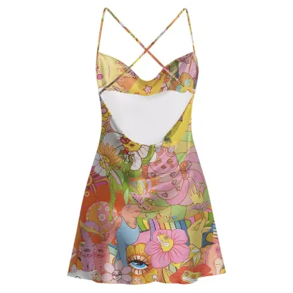 Soulisfree Garden of Joy Satin Mini Dress